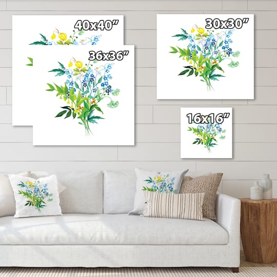 Designart - Meadow Flowers Garland - Farmhouse Canvas Wall Art Print